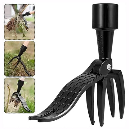 Standing Weed Puller with Foot Pedal Leverage and Barbed Claws, Detachable