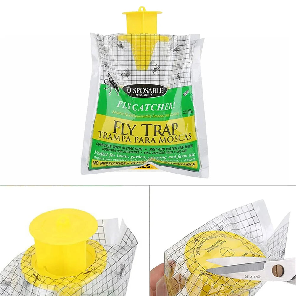 Disposable Fly Trap with Water-Activated Bait and Hanging Loop, 20000 Fly Capacity