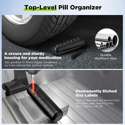 Aluminum Pill Organizer with Waterproof Silicone Gaskets and Modular Design for Travel