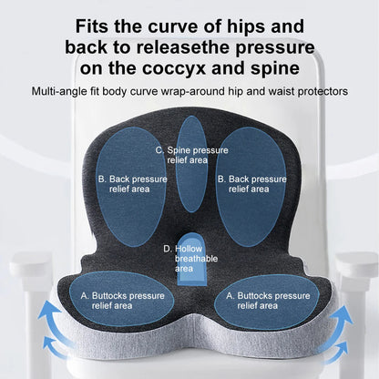 Memory Foam Lumbar Support Cushion with L-Shaped Design and Ventilation