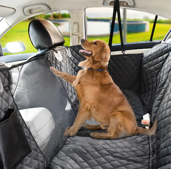 Waterproof Dog Car Seat Hammock with Mesh Window and Zippered Side Protection
