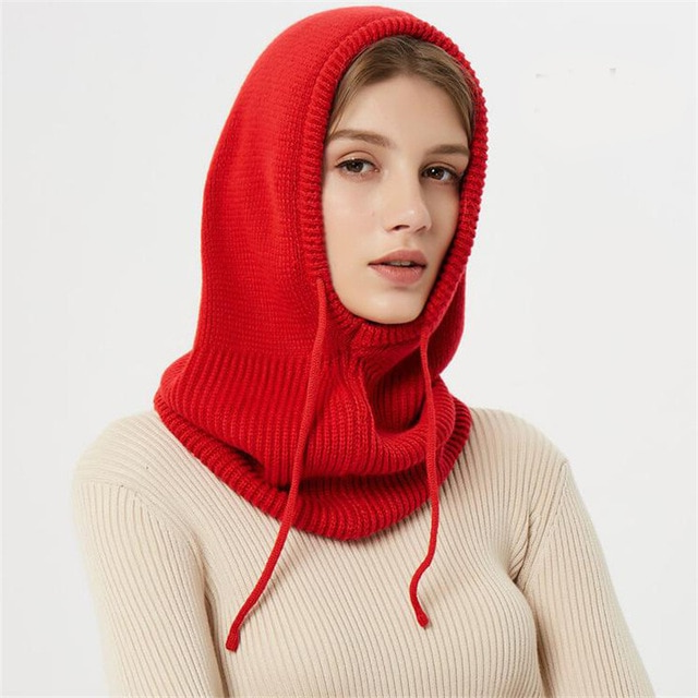 Cashmere Blend Knit Hat with Hooded Drawstrings and Packable Lightweight Fit