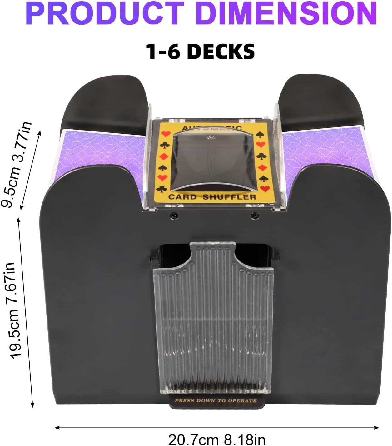 Electric Card Shuffler with Two Deck Capacity and Battery Power