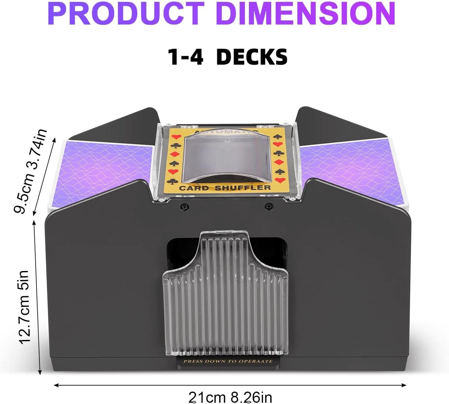 Electric Card Shuffler with Two Deck Capacity and Battery Power