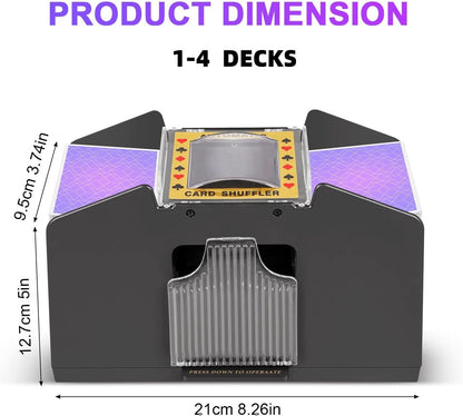 Electric Card Shuffler with Two Deck Capacity and Battery Power