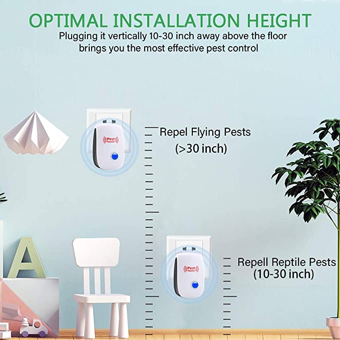 Ultrasonic Pest Repeller with Intelligent Frequency Conversion, 800 Square Feet Coverage