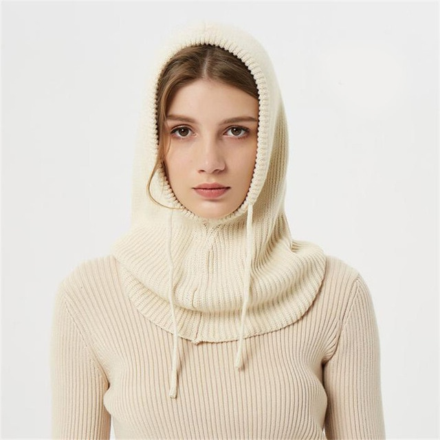 Cashmere Blend Knit Hat with Hooded Drawstrings and Packable Lightweight Fit