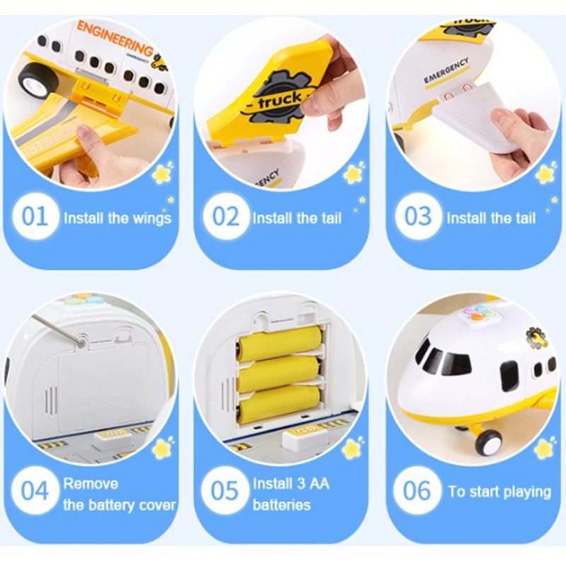 Friction Powered Cargo Plane with Interactive Lights and Sound, 20-Piece Rescue Set