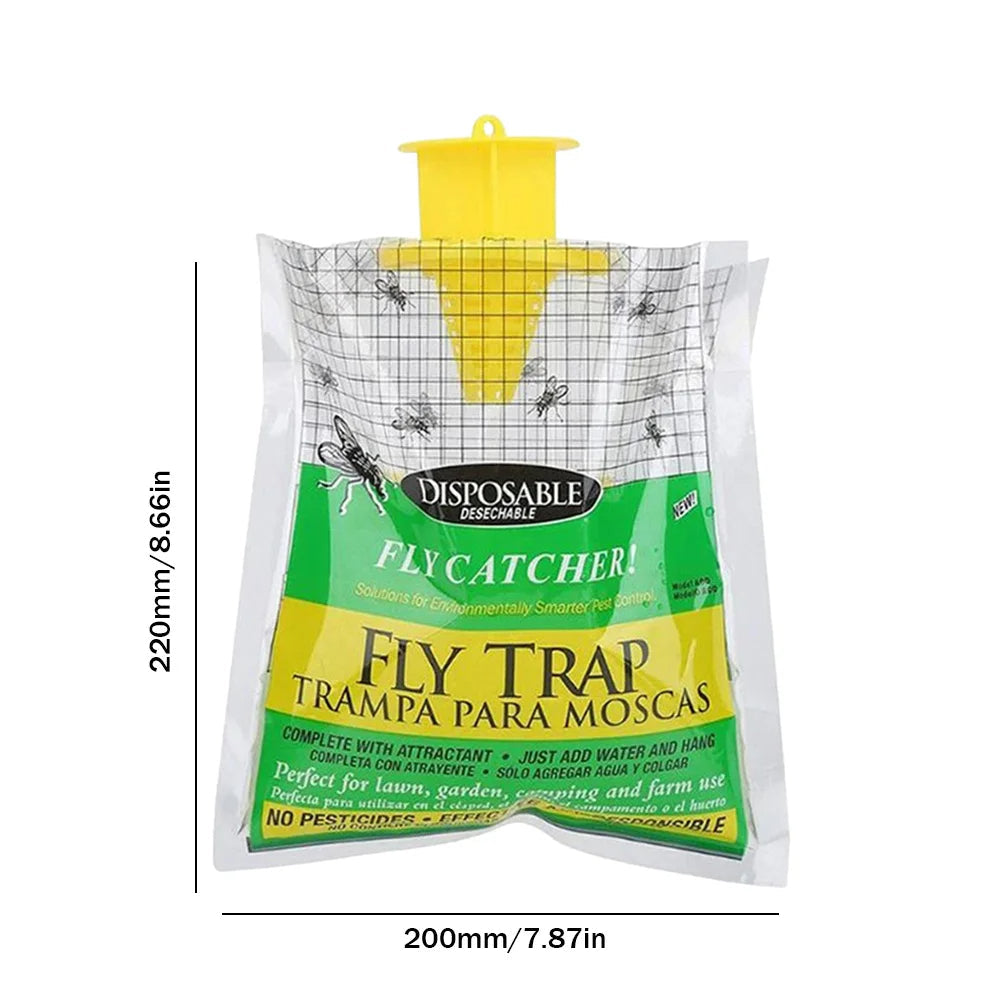 Disposable Fly Trap with Water-Activated Bait and Hanging Loop, 20000 Fly Capacity