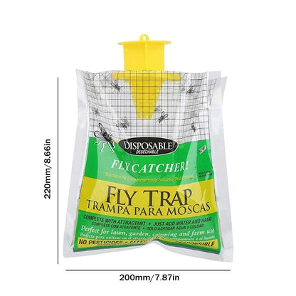 Disposable Fly Trap with Water-Activated Bait and Hanging Loop, 20000 Fly Capacity