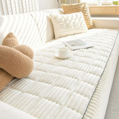 Sofa Slipcover with Anti Slip Backing and Machine Washable Polyester, Striped Pattern