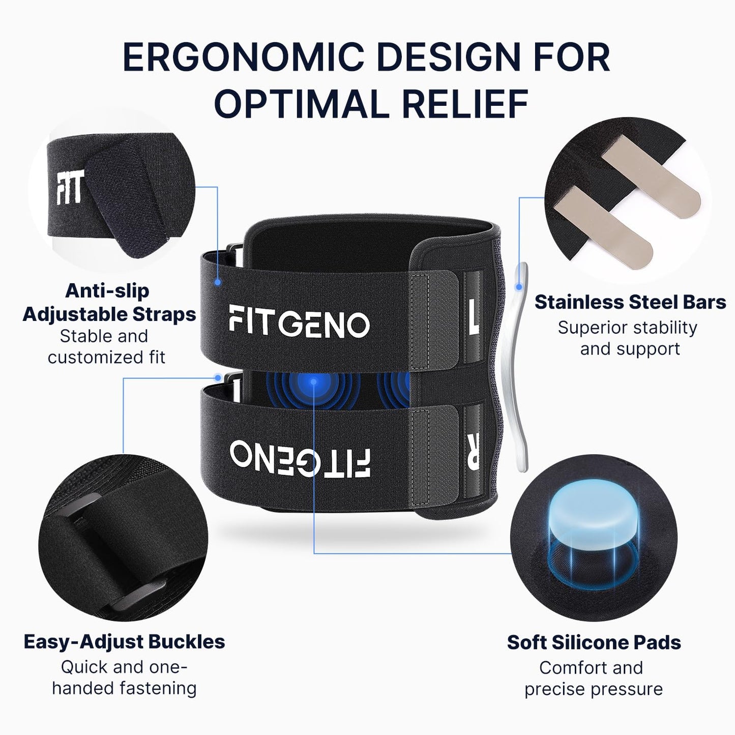 Knee Brace with Dual Silicone Pads and Stainless Steel Support Bars for Sciatic Discomfort