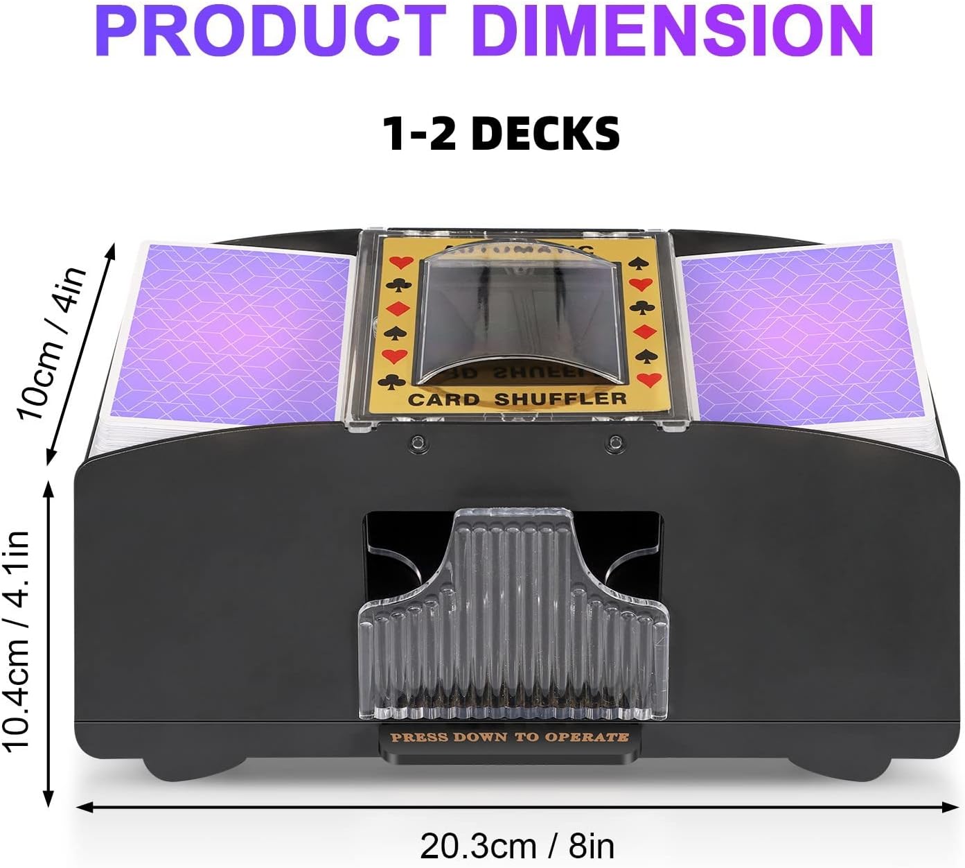 Electric Card Shuffler with Two Deck Capacity and Battery Power