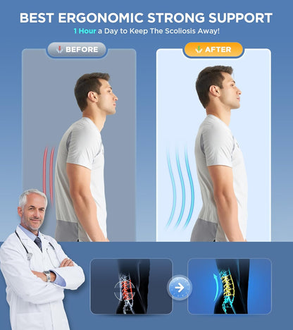 Lumbar Support Brace with Dual Pad System and Six Strip Support, Breathable Mesh