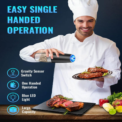 One-Hand Electric Grinder with Gravity Sensor and Ceramic Core, Blue LED Light