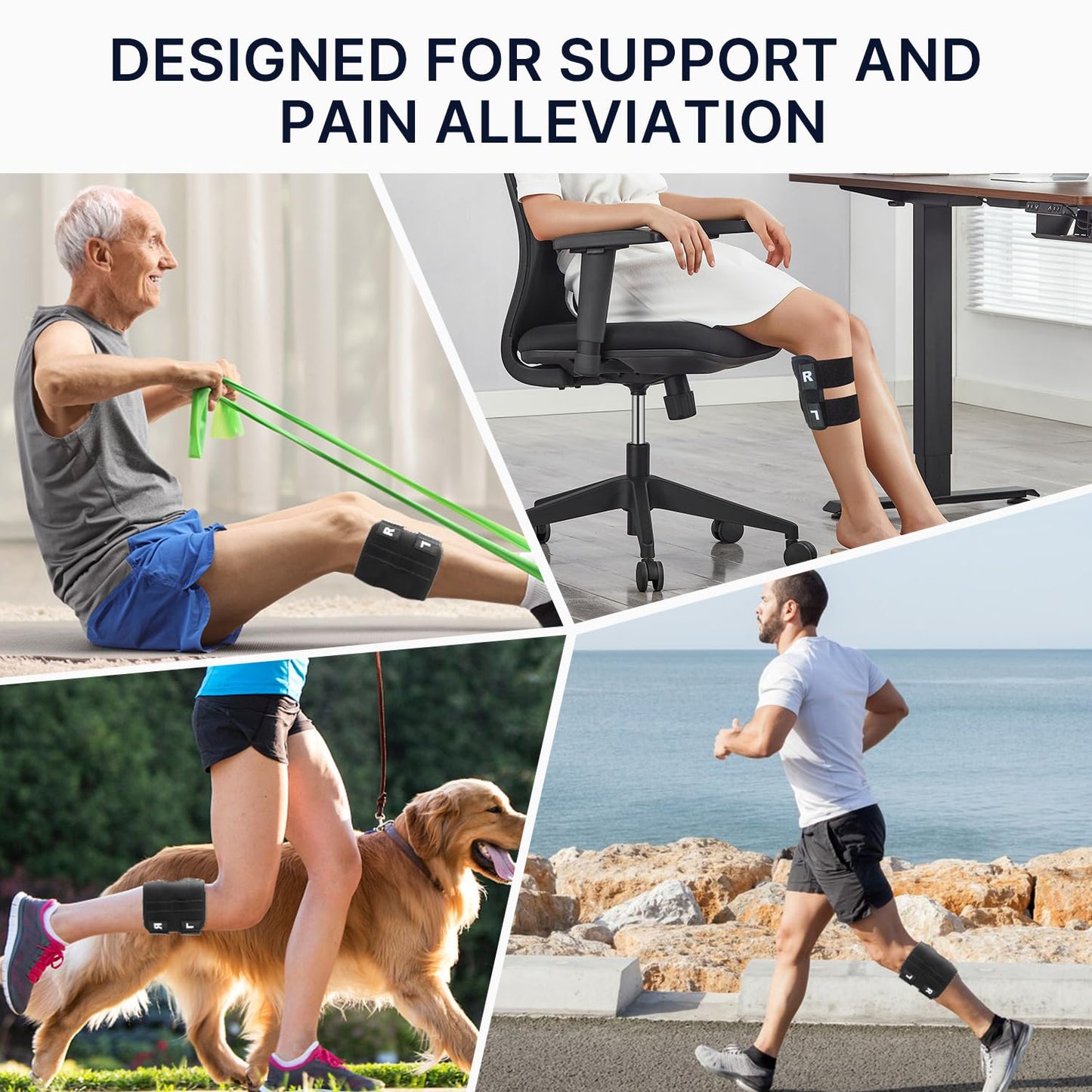 Knee Brace with Dual Silicone Pads and Stainless Steel Support Bars for Sciatic Discomfort
