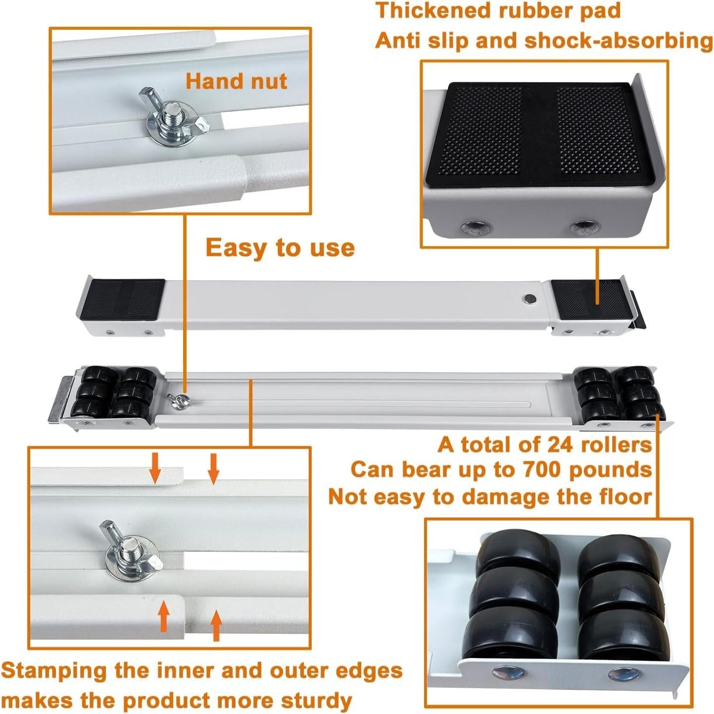Appliance Roller Base with 24 Wheels and Dual Brake Locks, 661lb Capacity