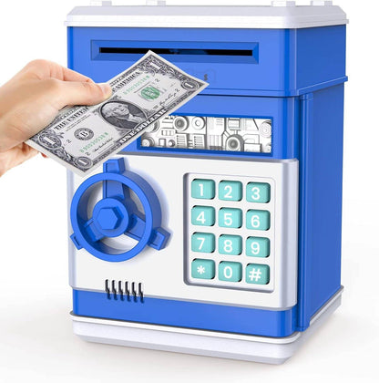 Electronic ATM Piggy Bank with Automatic Bill Detection and LED Display, Dual Lock Password