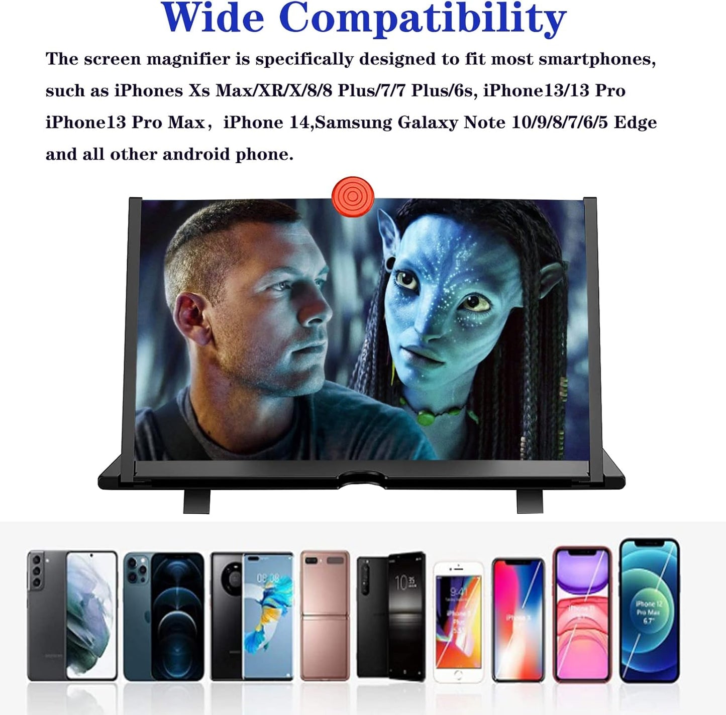 Phone Screen Magnifier with 3D Acrylic Lens and Adjustable Frame, 16-Inch