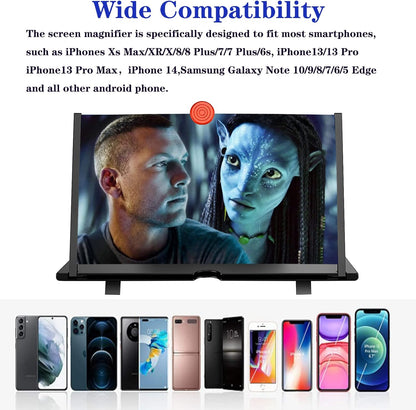 Phone Screen Magnifier with 3D Acrylic Lens and Adjustable Frame, 16-Inch
