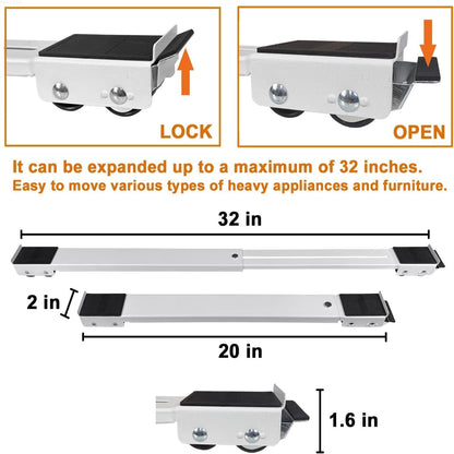 Appliance Roller Base with 24 Wheels and Dual Brake Locks, 661lb Capacity