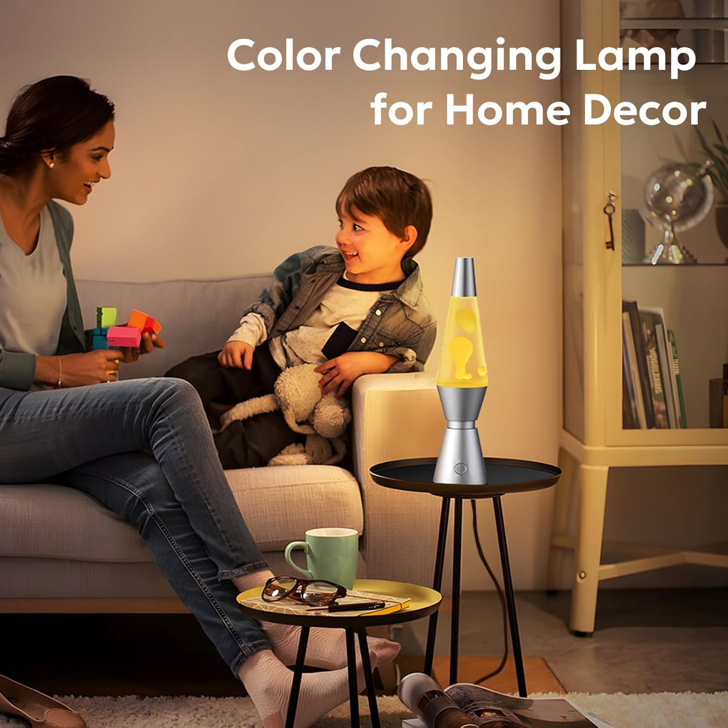Color Changing Lava Lamp with 17 RGBW Colors and Remote Control, 14.5in Glass Cylinder