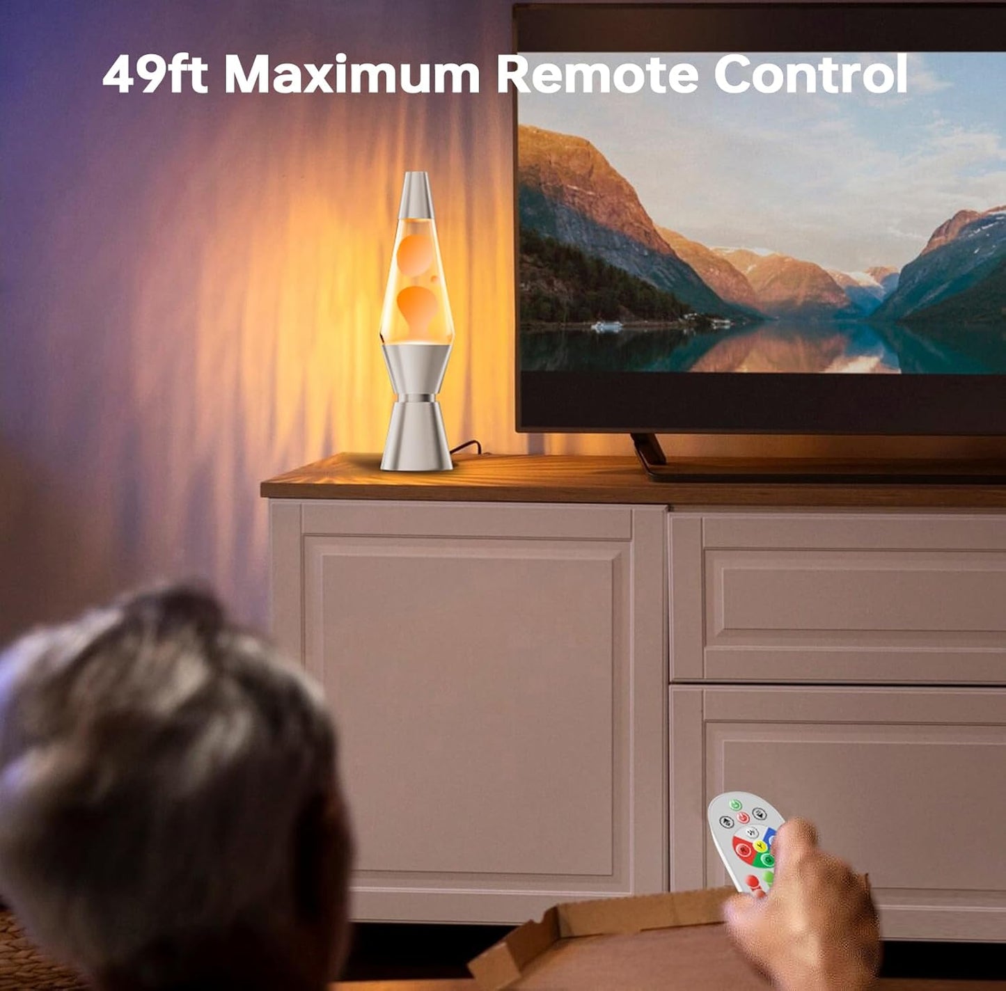 Color Changing Lava Lamp with 17 RGBW Colors and Remote Control, 14.5in Glass Cylinder