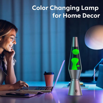 Color Changing Lava Lamp with 17 RGBW Colors and Remote Control, 14.5in Glass Cylinder
