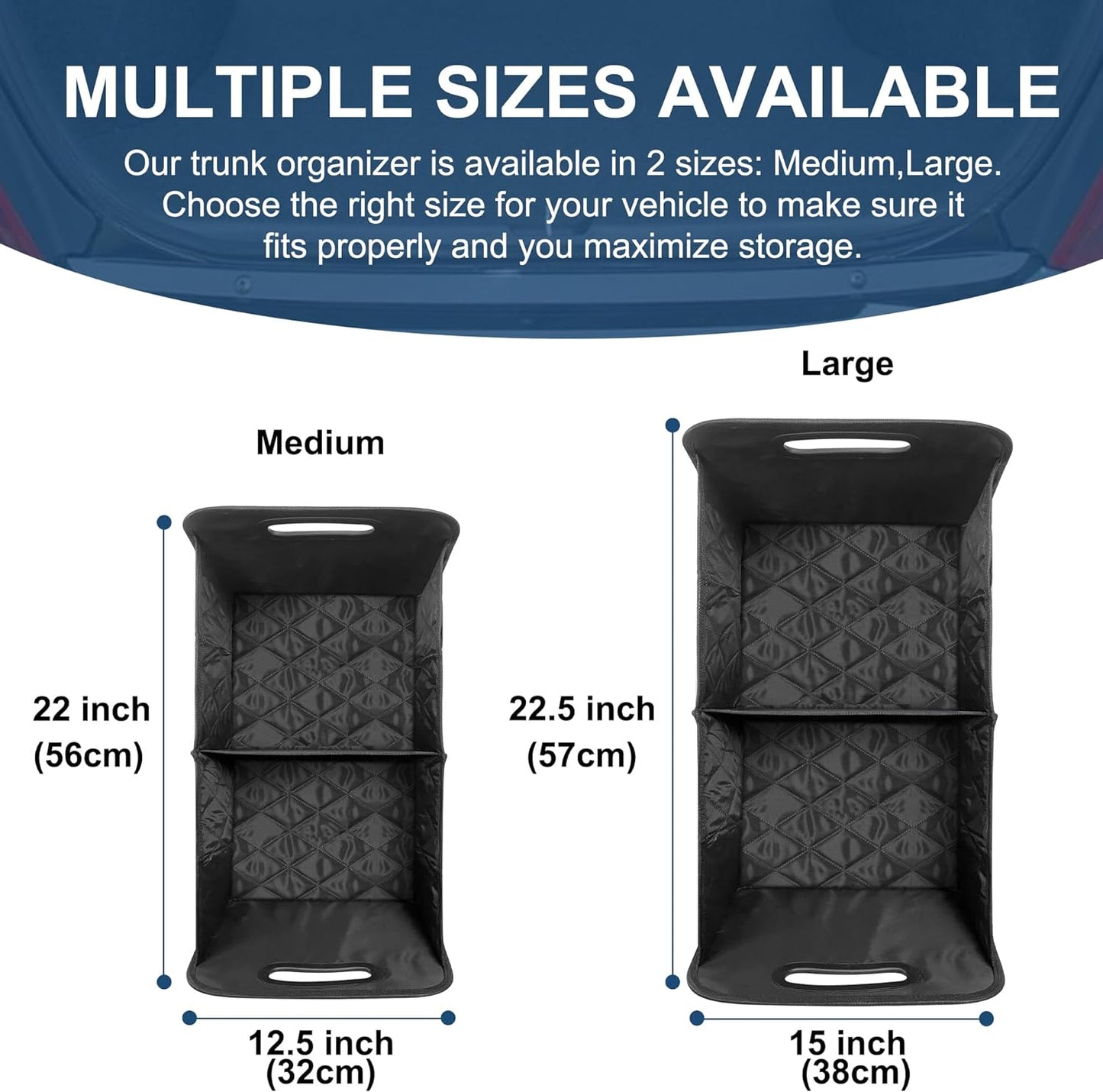 Foldable Car Trunk Organizer with Adjustable Compartments and Hook Loop Bottom