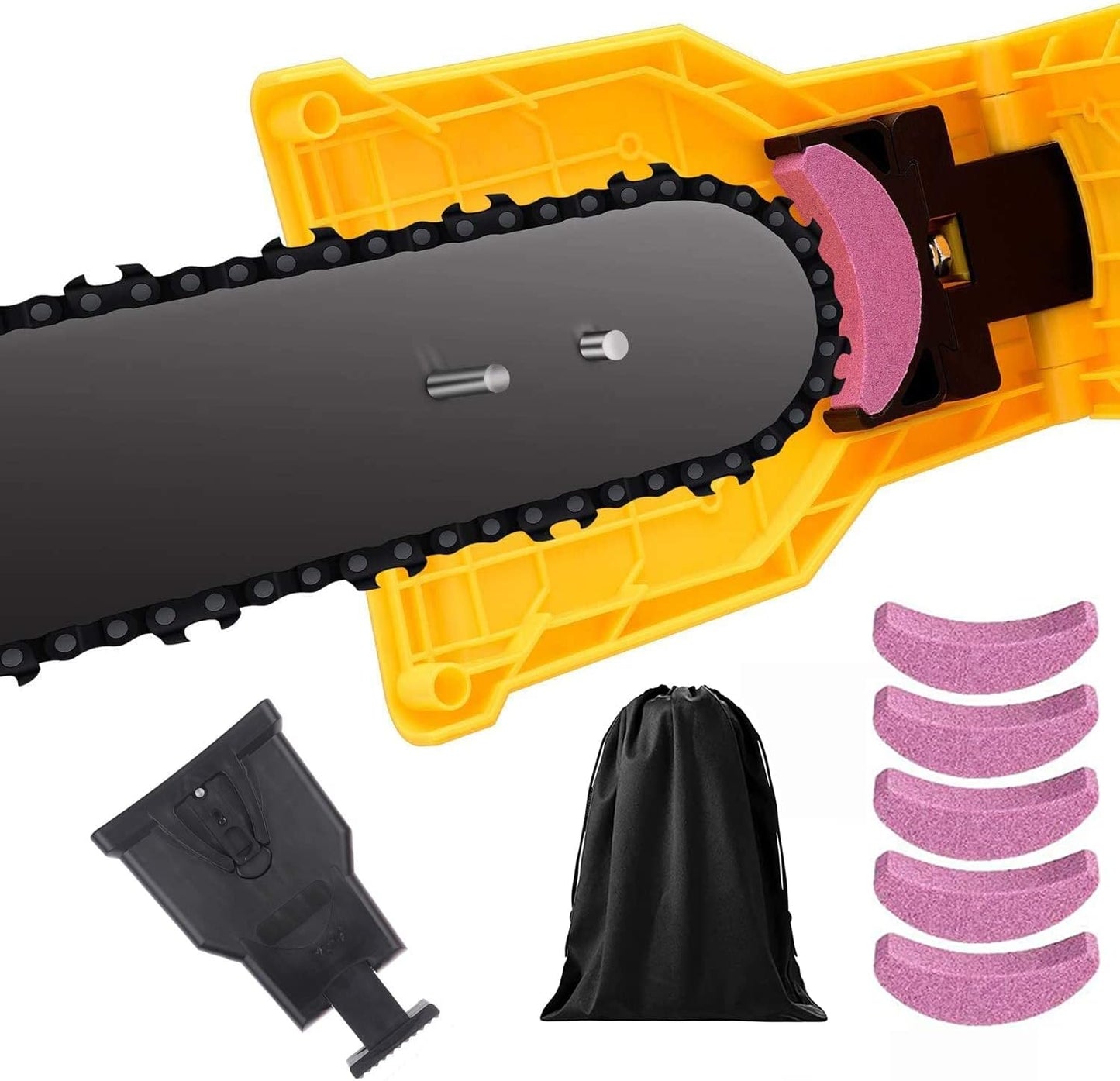 Portable Chainsaw Bar Sharpener with Stone Grinding Attachment for 14-20in Bars
