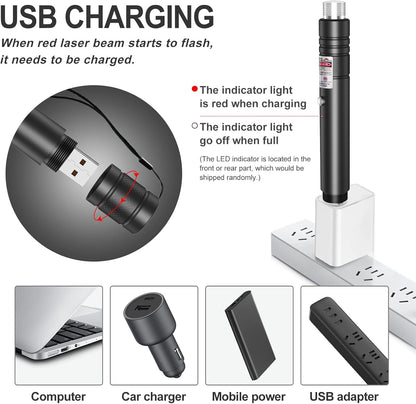 Rechargeable Green Laser Pointer with Rotating Star Cap and 2000 Foot Range