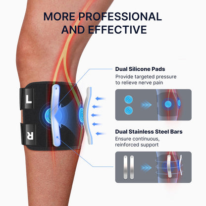 Knee Brace with Dual Silicone Pads and Stainless Steel Support Bars for Sciatic Discomfort