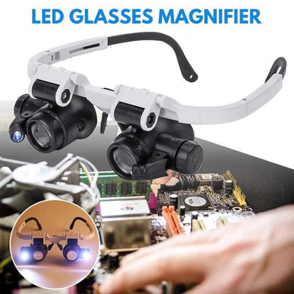 Wearable Magnifying Headset with Triple Lens Power and Dual LED Lights