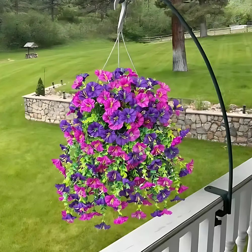Artificial Morning Glory Vine with Flexible Stems and Built-In Hanging Loops, 29.52in