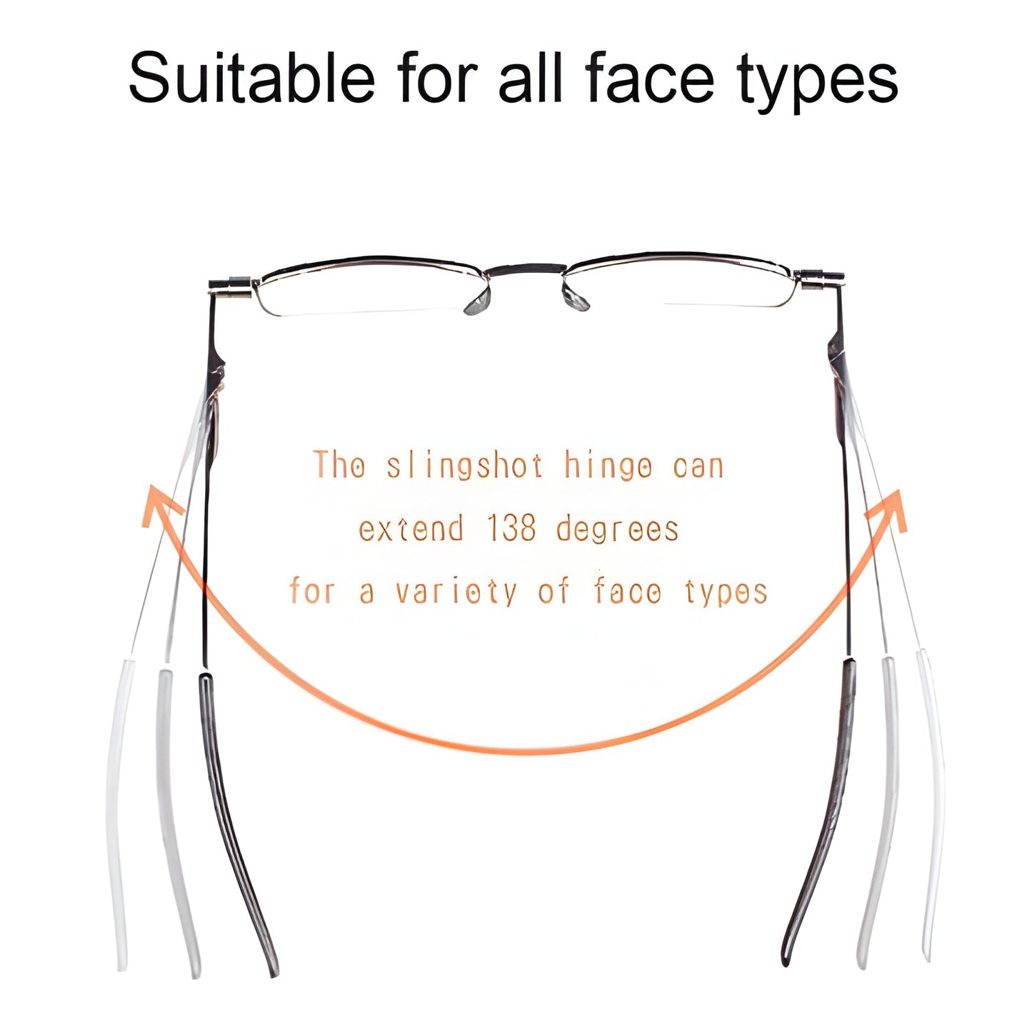 Foldable Reading Glasses with Spring Hinge and Stainless Steel Frame, Compact Carry Case