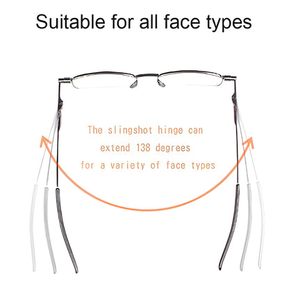 Foldable Reading Glasses with Spring Hinge and Stainless Steel Frame, Compact Carry Case