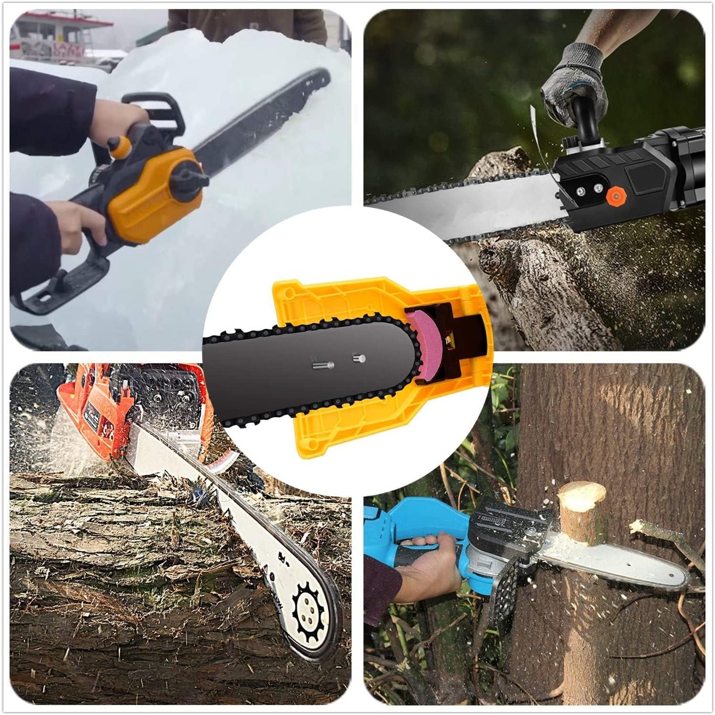 Portable Chainsaw Bar Sharpener with Stone Grinding Attachment for 14-20in Bars