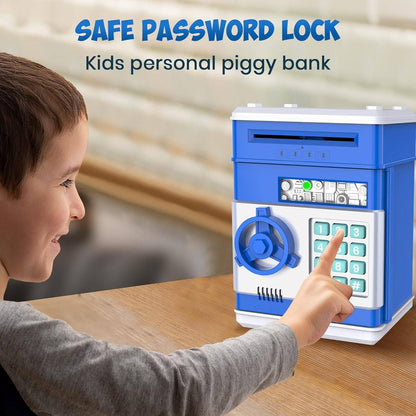 Electronic ATM Piggy Bank with Automatic Bill Detection and LED Display, Dual Lock Password