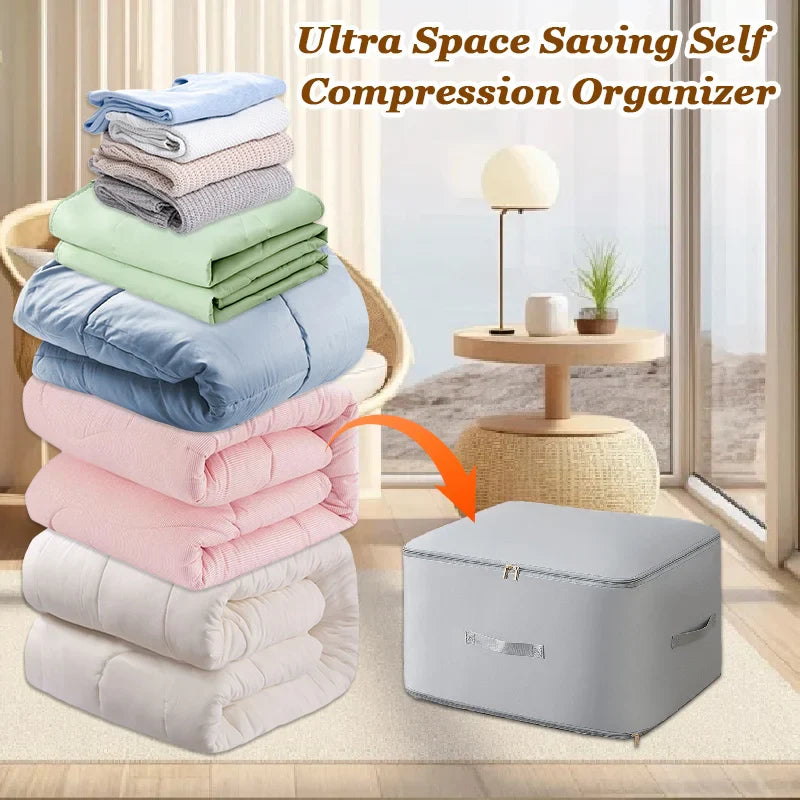 Compression Storage Bag with Built-In Zipper and Durable Handles, Water-Resistant Fabric