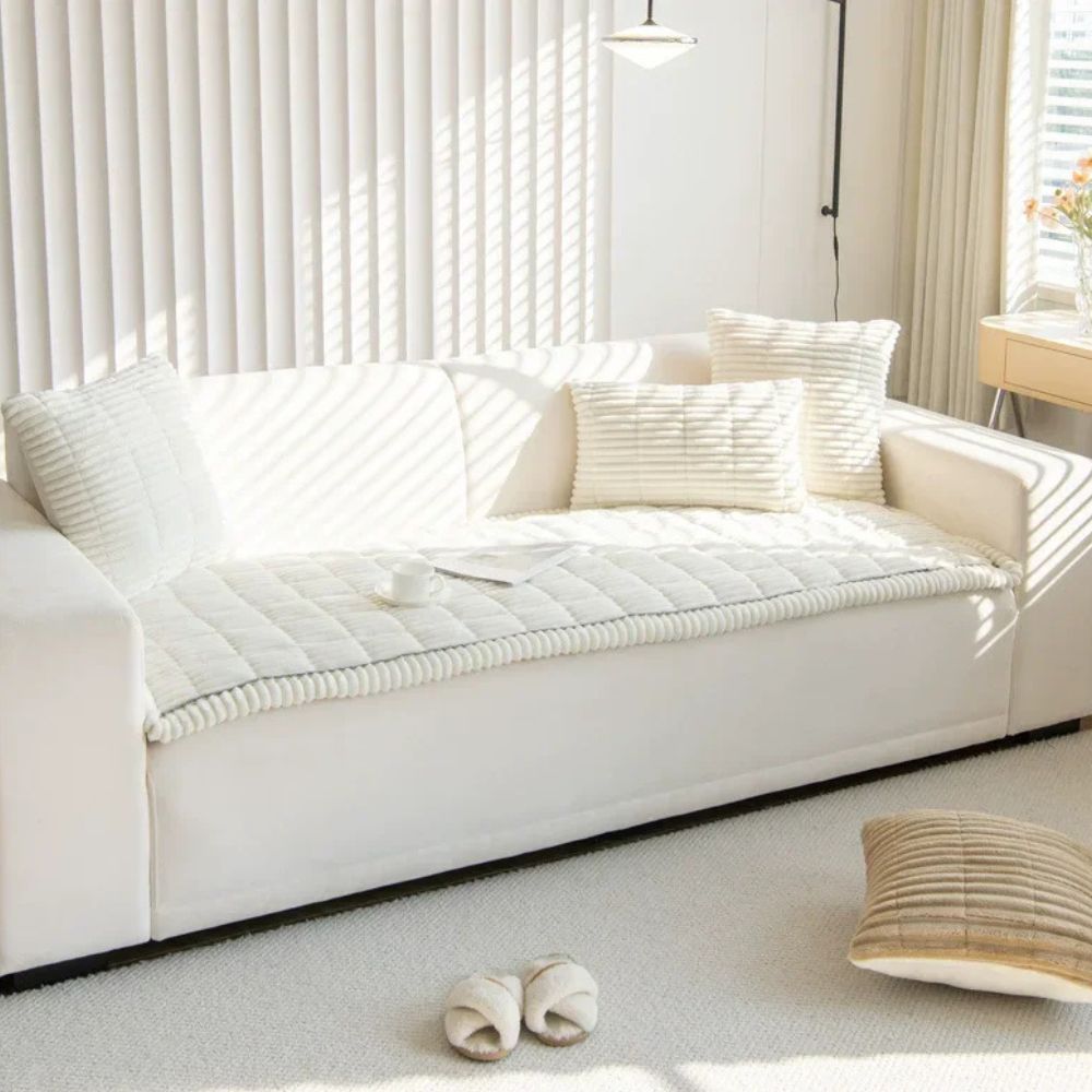Sofa Slipcover with Anti Slip Backing and Machine Washable Polyester, Striped Pattern