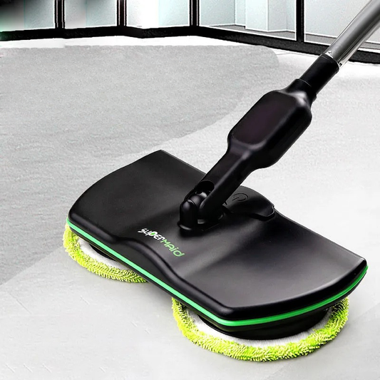 Dual Motor Electric Spin Mop with 180 Degree Rotating Head and Extendable Pole