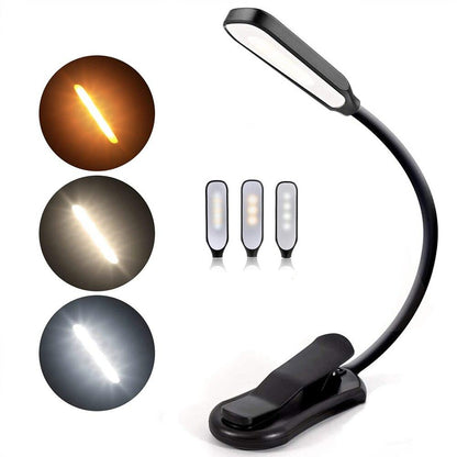Clip-On Book Light with Adjustable Color Temperature and USB Rechargeable, 60-Hour Runtime