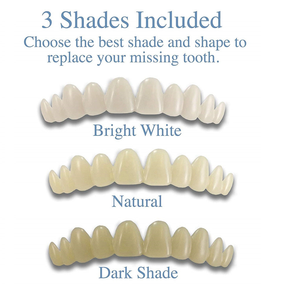 Temporary Cosmetic Teeth Veneer with Moldable Adhesive and Natural Tooth Shade