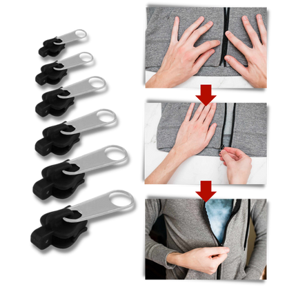 Zipper Slider Repair Set with 6 Sizes and Aluminum Metal Construction