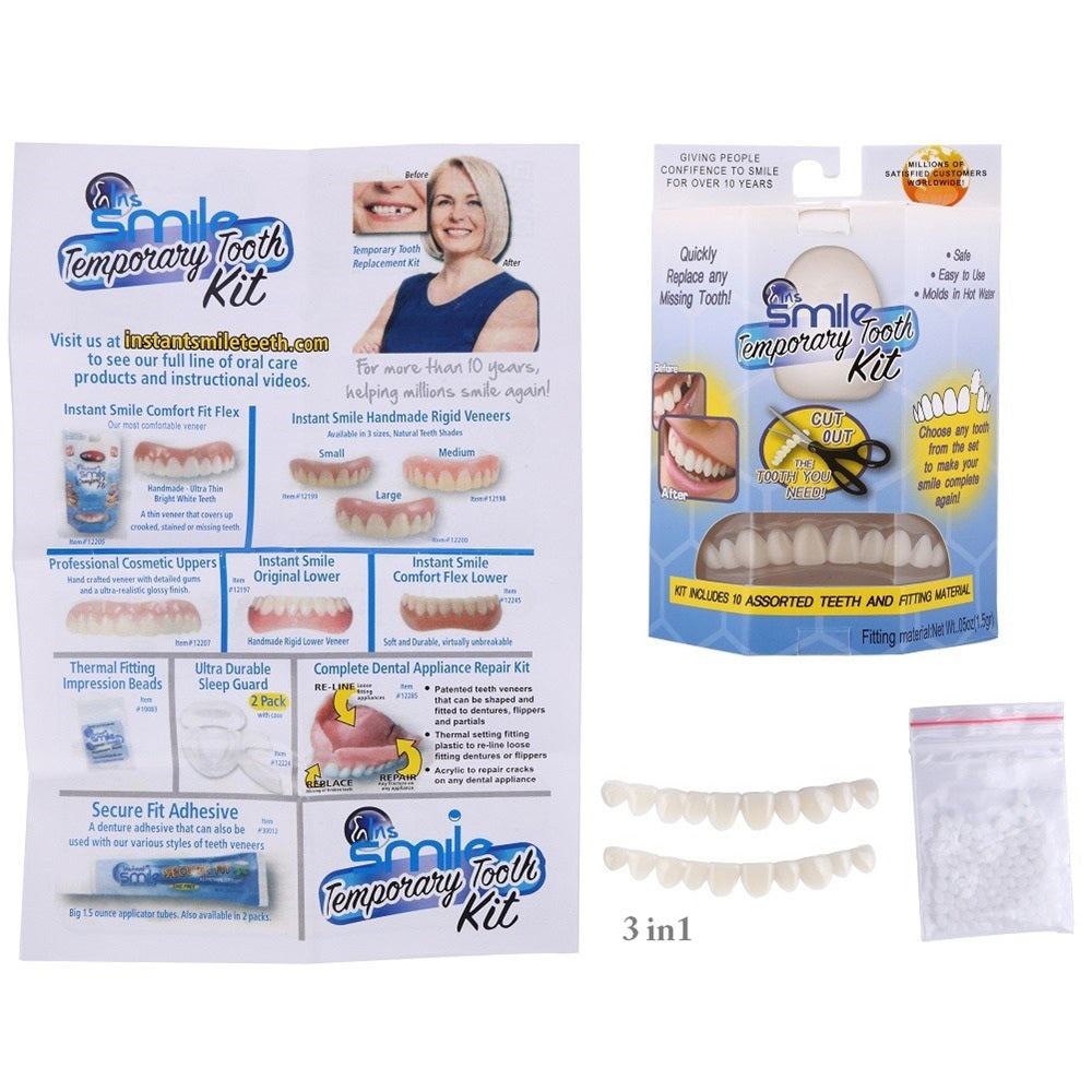 Temporary Cosmetic Teeth Veneer with Moldable Adhesive and Natural Tooth Shade