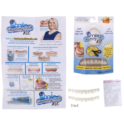 Temporary Cosmetic Teeth Veneer with Moldable Adhesive and Natural Tooth Shade