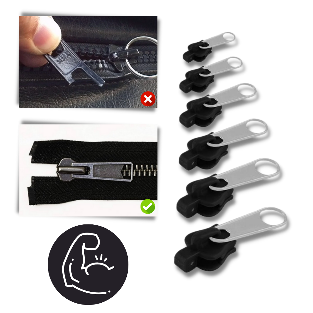 Zipper Slider Repair Set with 6 Sizes and Aluminum Metal Construction
