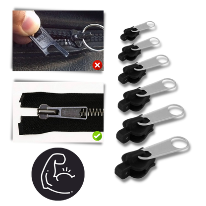 Zipper Slider Repair Set with 6 Sizes and Aluminum Metal Construction