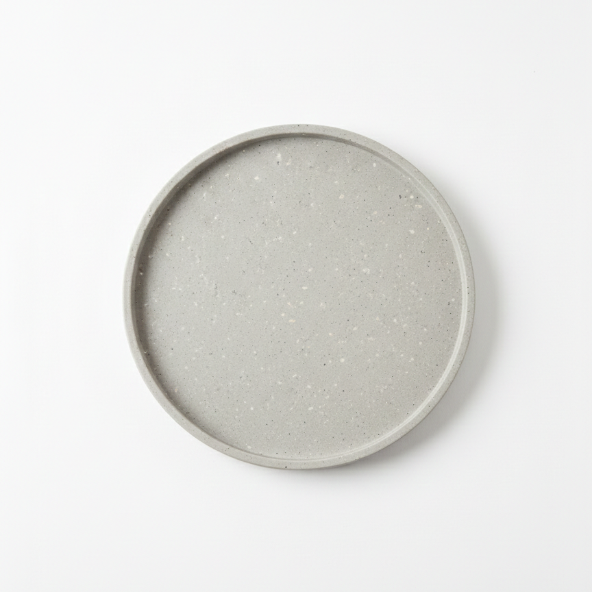 Circular Gray Minimalist Serving Tray