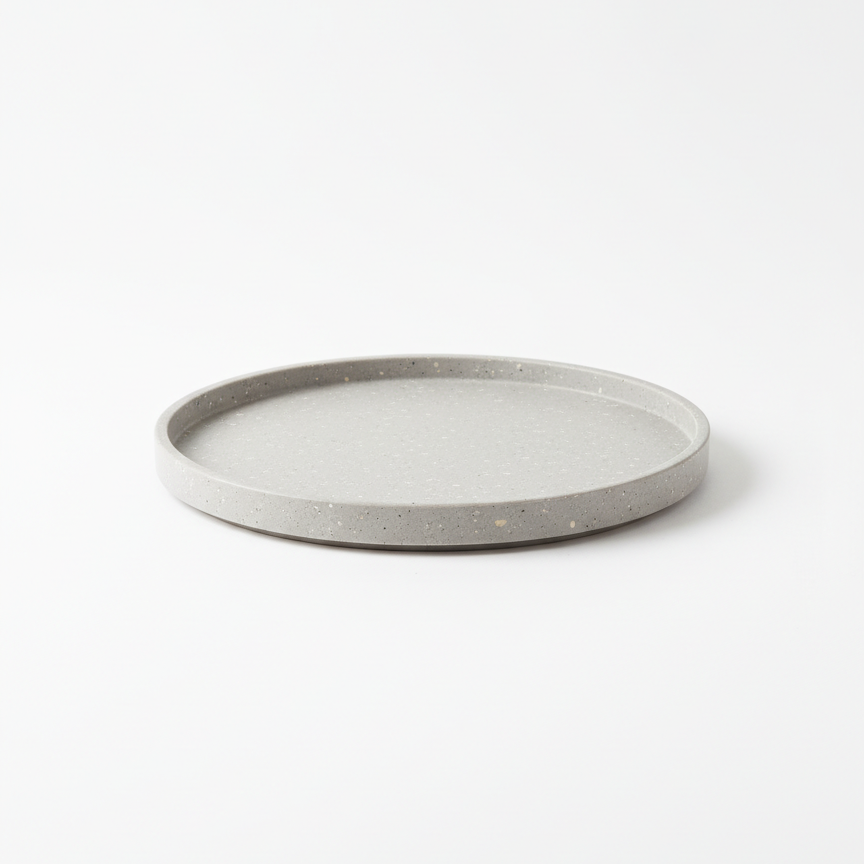 Circular Gray Minimalist Serving Tray